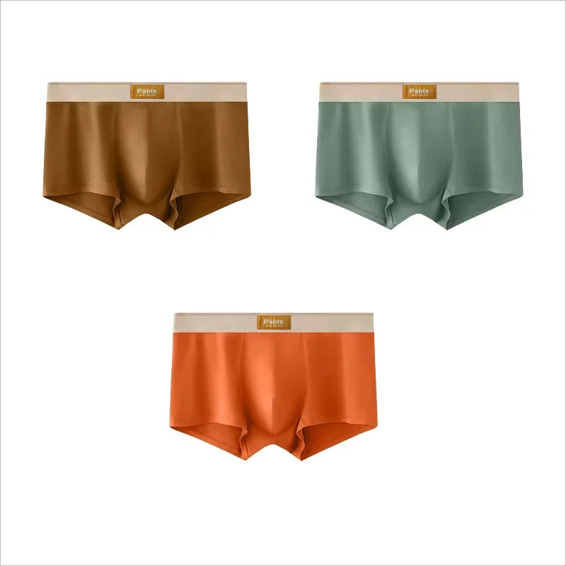 Four pairs of men's cotton boxer shorts with breathable, comfortable fabric in large sizes, featuring sporty and sexy design from Showlu Fashion.