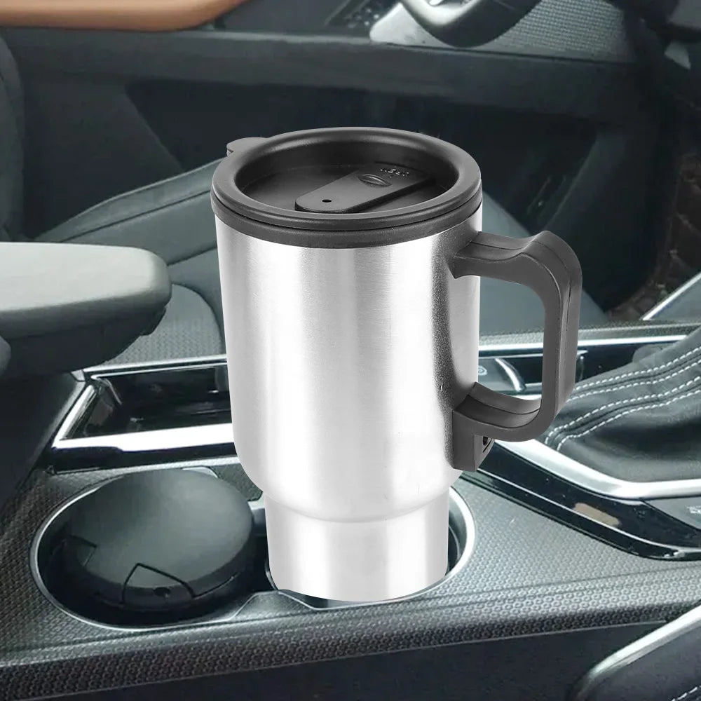 Camping Travel Kettle Electric Heating Car Kettle Stainless Steel Water Coffee Milk Thermal Mug Vehicle Heating Cup 12V 450ml