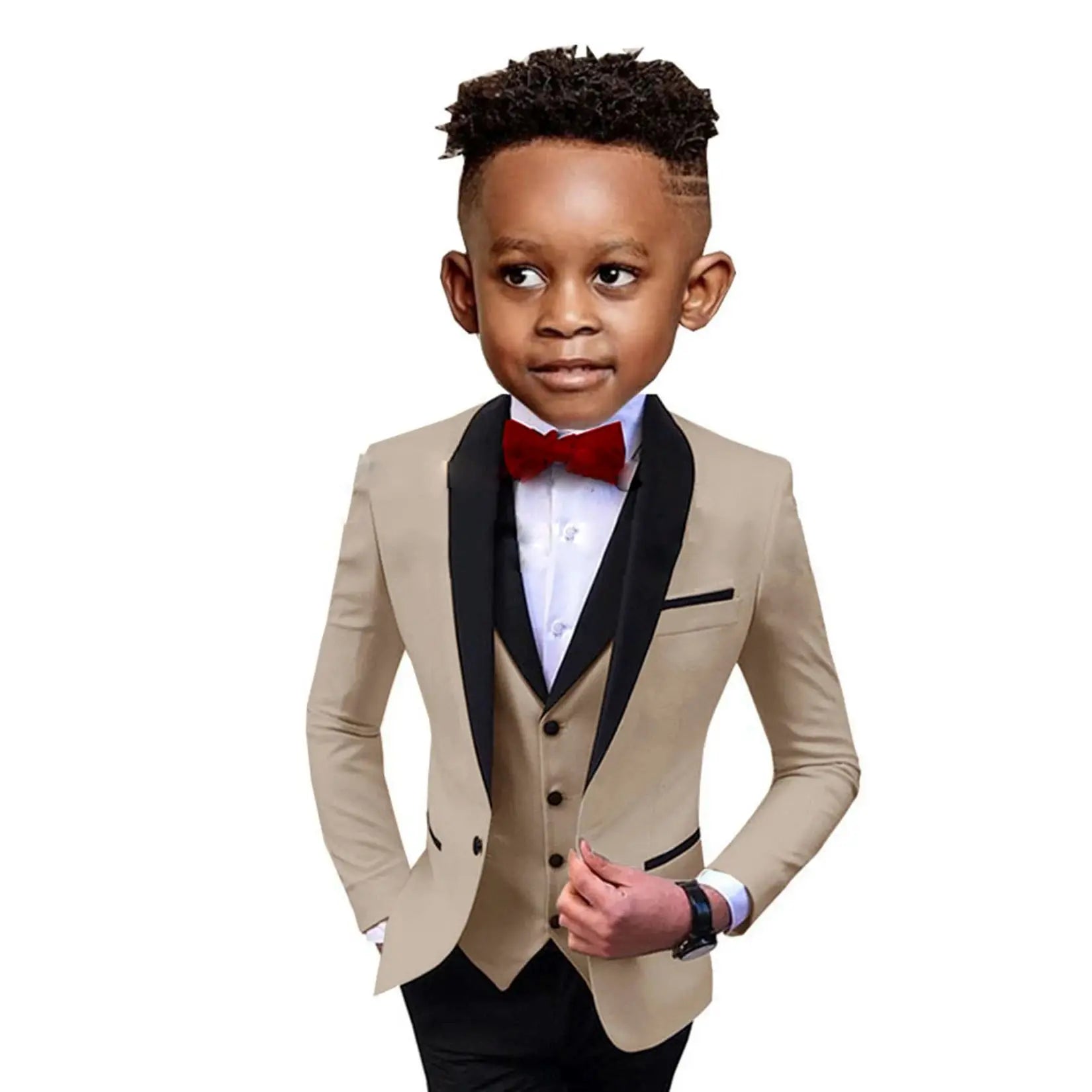 Stylish Slim Fit Boy's Suit Set 3 Pieces Tuxedo For Formal Occasion Blazer Vest And Pants Kids Outfit For Wedding Prom