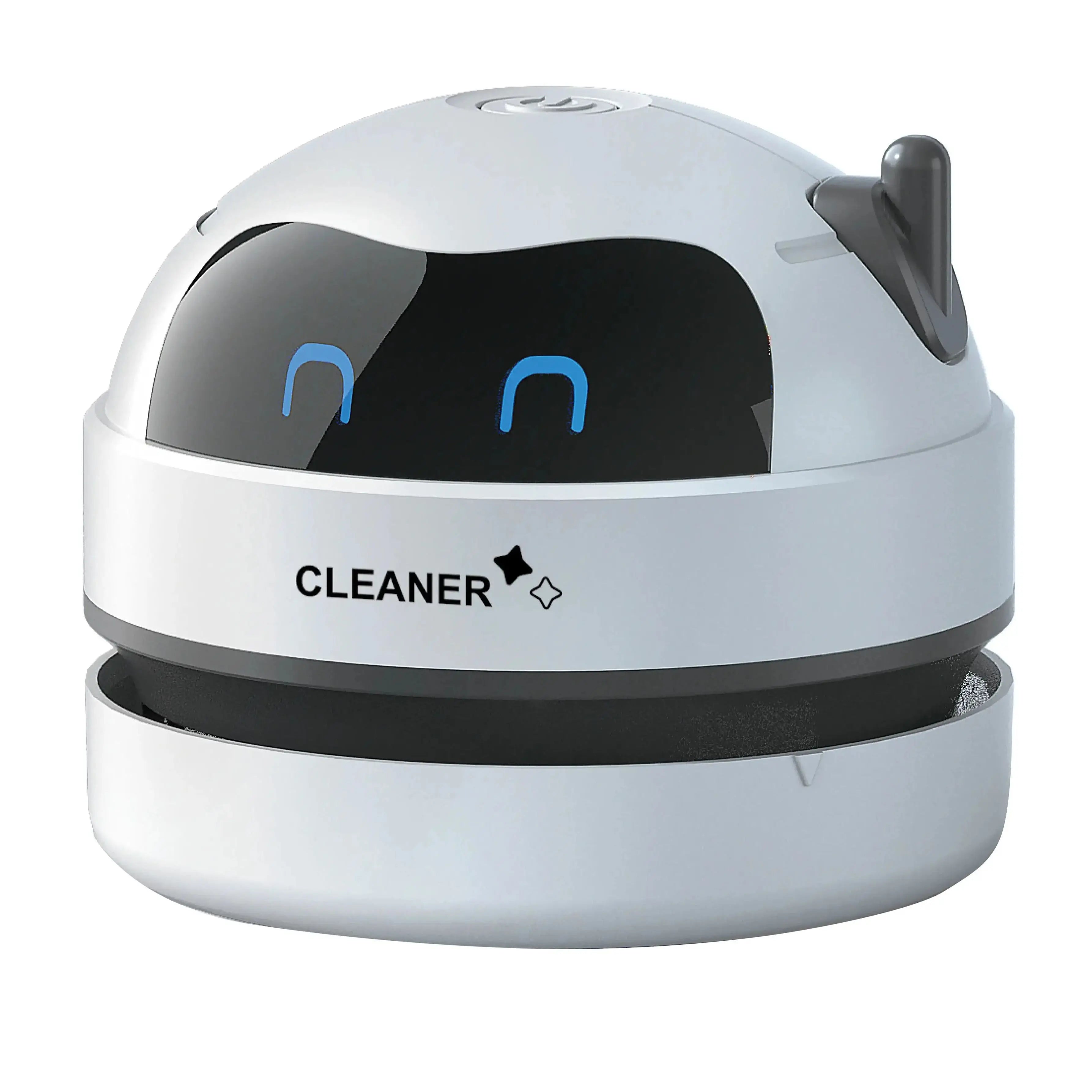 Mini USB robot desk vacuum by Showlu Smart General cleaning dust from a desktop surface with a compact robot design.