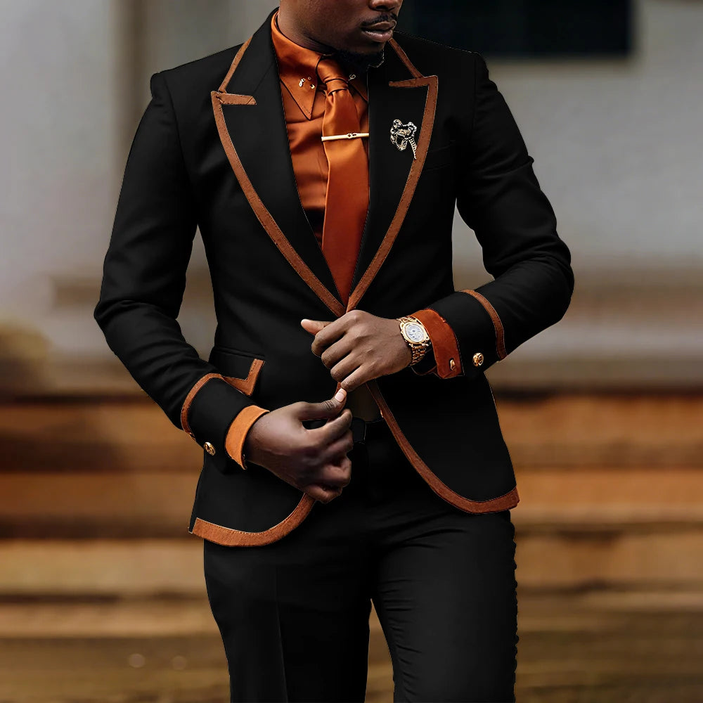 Men's slim fit formal suit by Showlu Fashion Store, featuring a tailored jacket and pants for evening parties and business events.