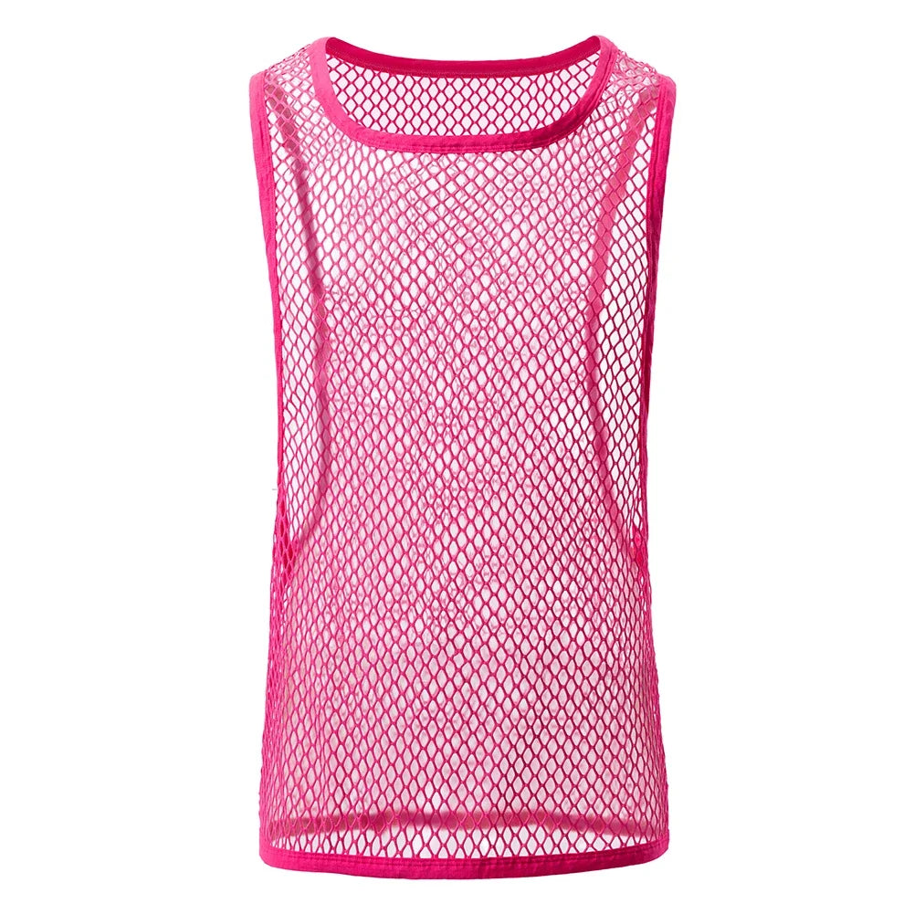 Men's sleeveless mesh bodybuilding tank top from Showlu Fashion Store, designed for fitness and gym workouts.