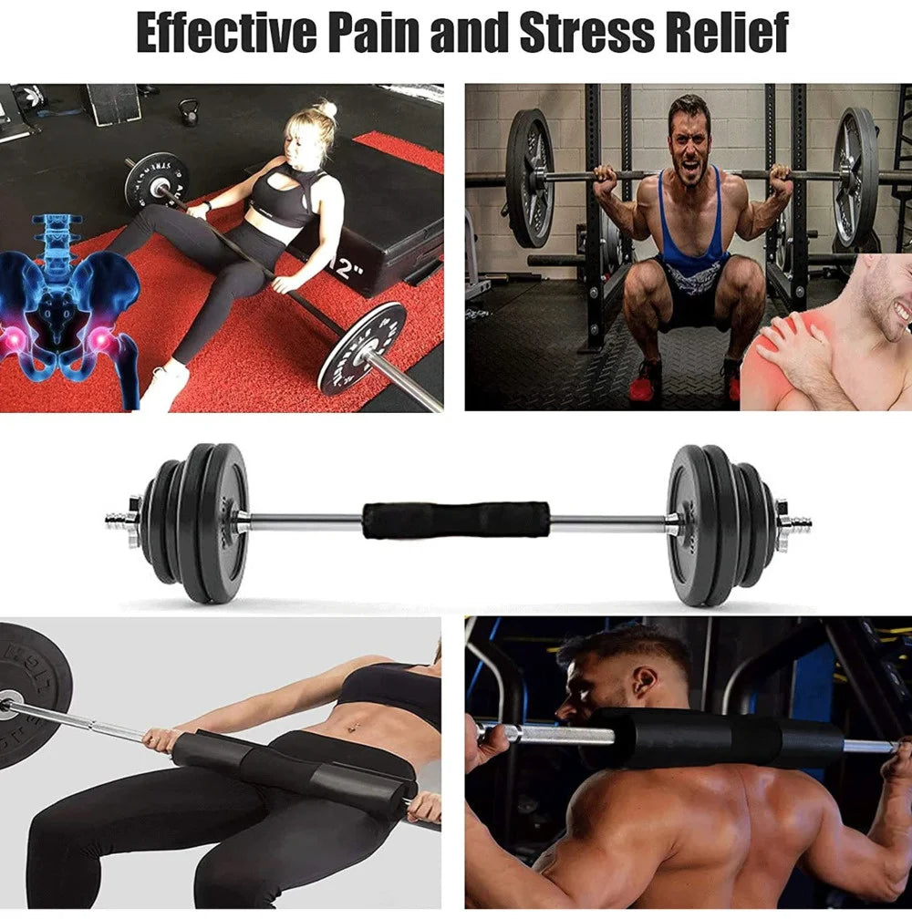 Thickened non-slip barbell shoulder pads from Showlu, providing neck support and protection for weightlifting and fitness workouts.