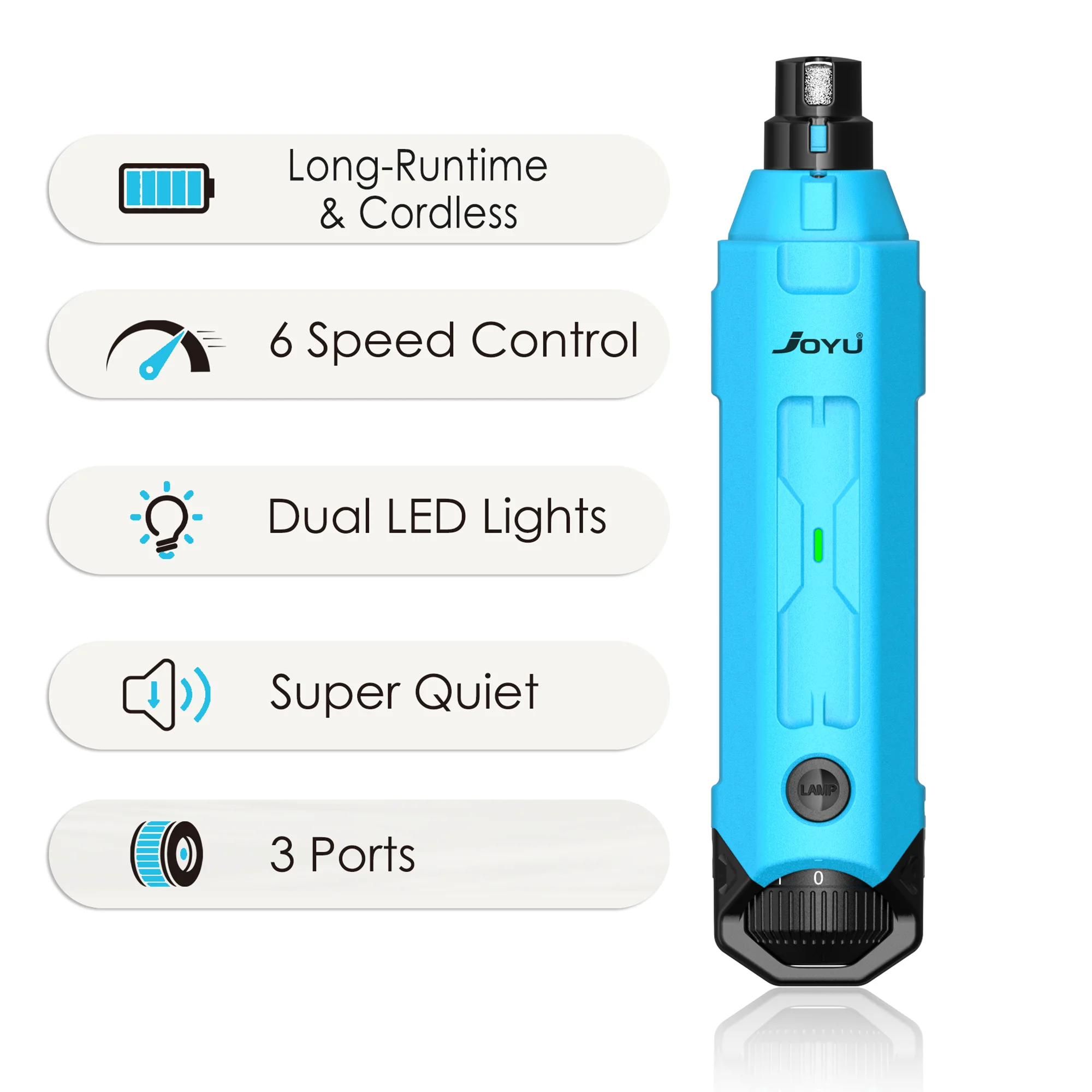 Rechargeable 6-speed Showlu Fashion Store dog nail grinder with super quiet, electric, painless pet nail trimmer for grooming.