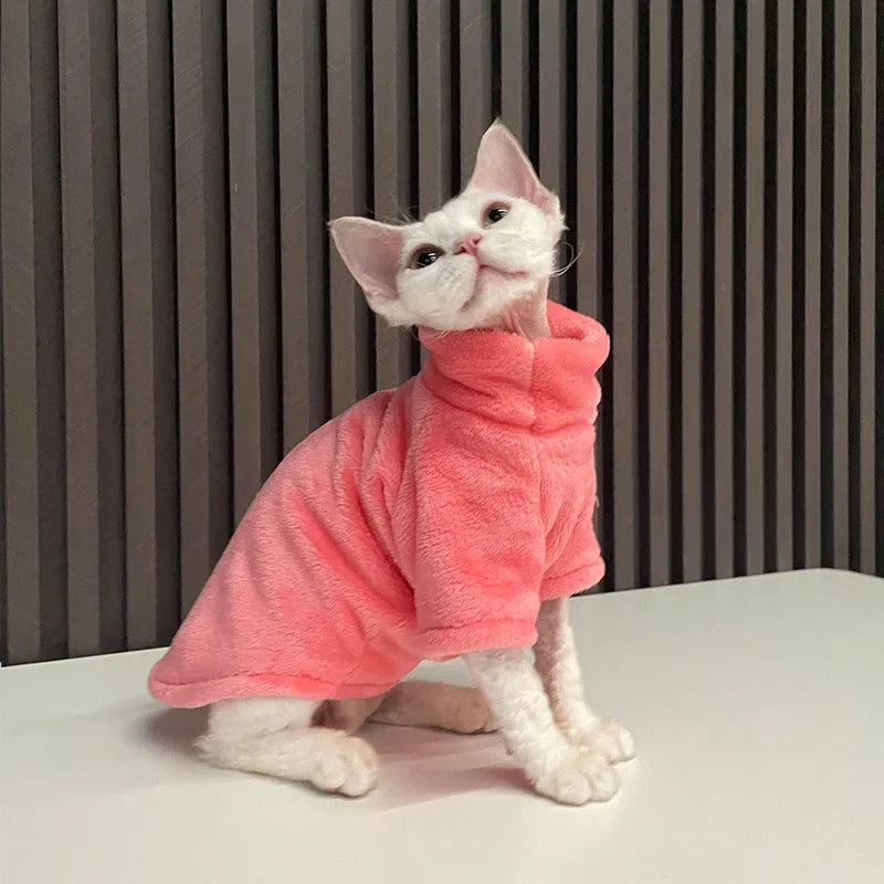 Showlu Fashion Wang Shan Meow Sphynx Cat Hoodie, cotton winter pet jumpsuit with a cozy, lightweight design for cats.