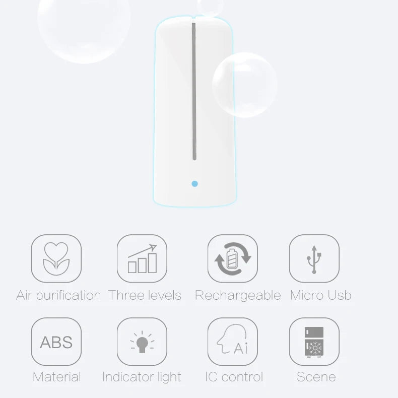 Showlu Smart General Portable Odor Eliminator device emitting a refreshing scent, compact and easy to use for freshening indoor spaces.