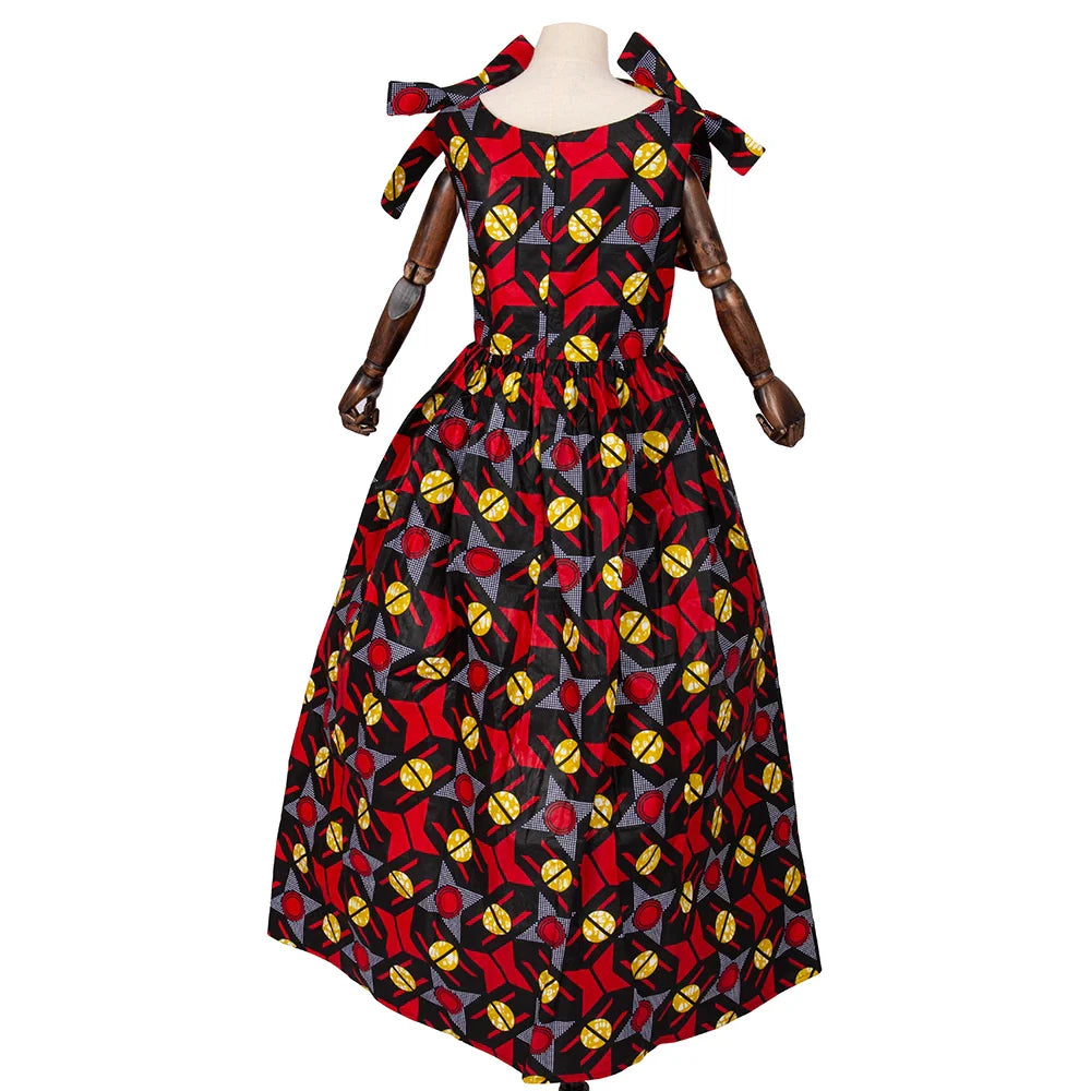 African Dashiki cotton dress with matching headscarf for girls, vibrant print, traditional style by SHOWLU FASHION STORE
