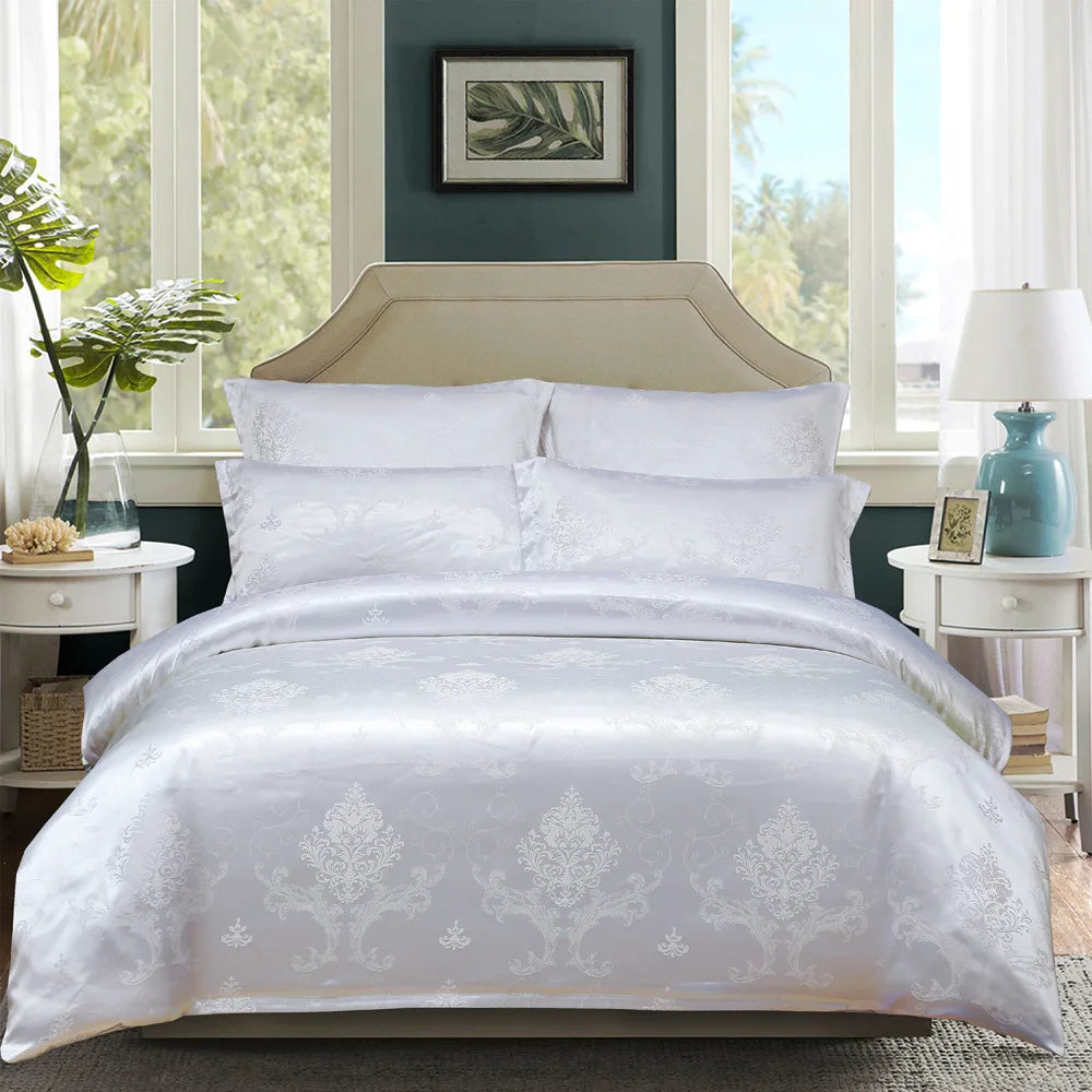 Luxury Floral Duvet Cover with Pillowcase Eur Couple Comforter Bed Quilt Cover Wedding Bedding Set, Queen/Full/King