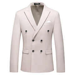 2025 Fashion New Men's Casual Boutique Business Solid Color Double Breasted Suit Jacket Blazers Coat