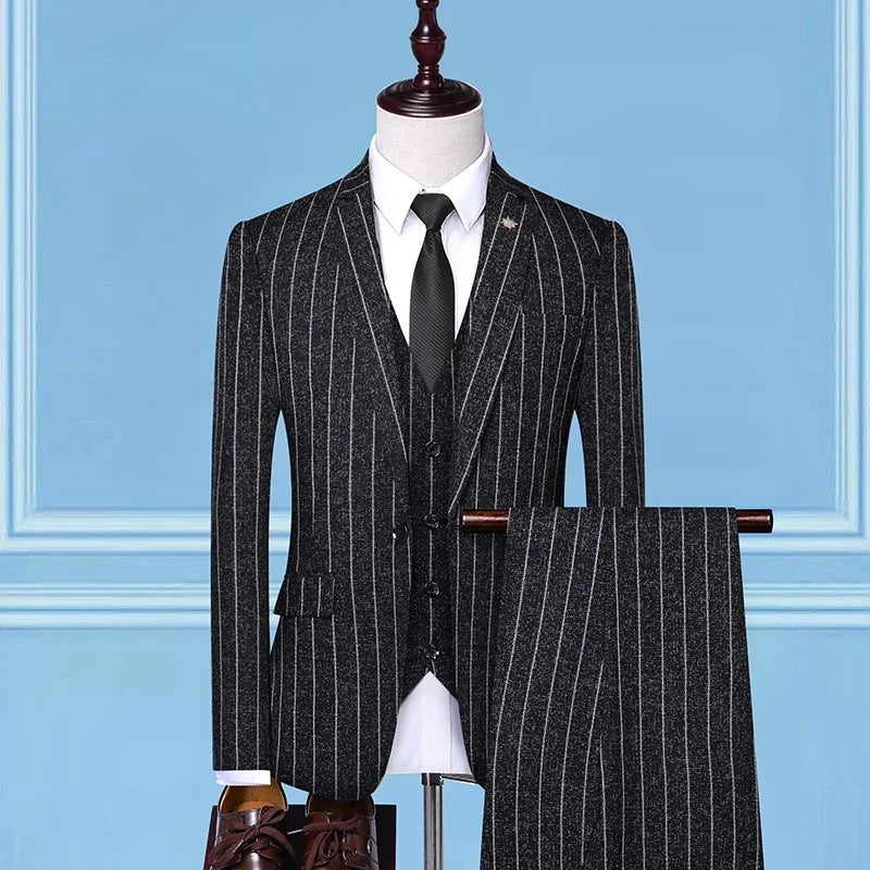 Boutique (Blazer + Vest + Trousers) Men's Fashion Business Slim A Variety of Elegant Gentlemen's Casual Dresses Formal 3-Piece