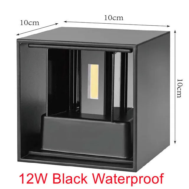 Showlu Smart waterproof LED wall light, 6W or 12W IP65 rated outdoor lighting fixture with modern design.