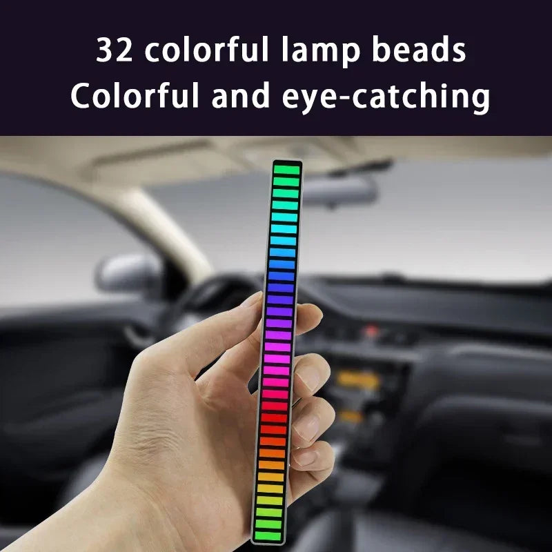 Showlu Smart RGB sound control LED music rhythm light bar displaying colorful lights synchronized to music rhythms.