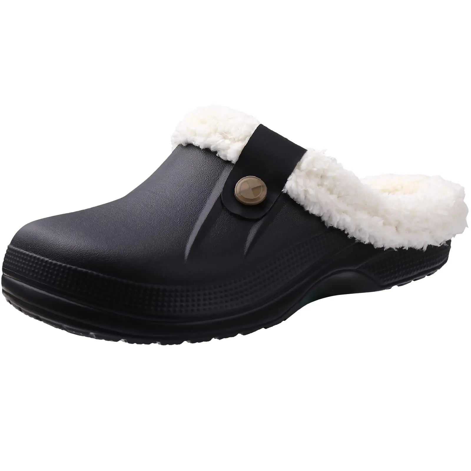 Fuzzy men's slippers by Shevalues with waterproof, warm fur interior, anti-slip sole, ideal for winter indoor and garden use
