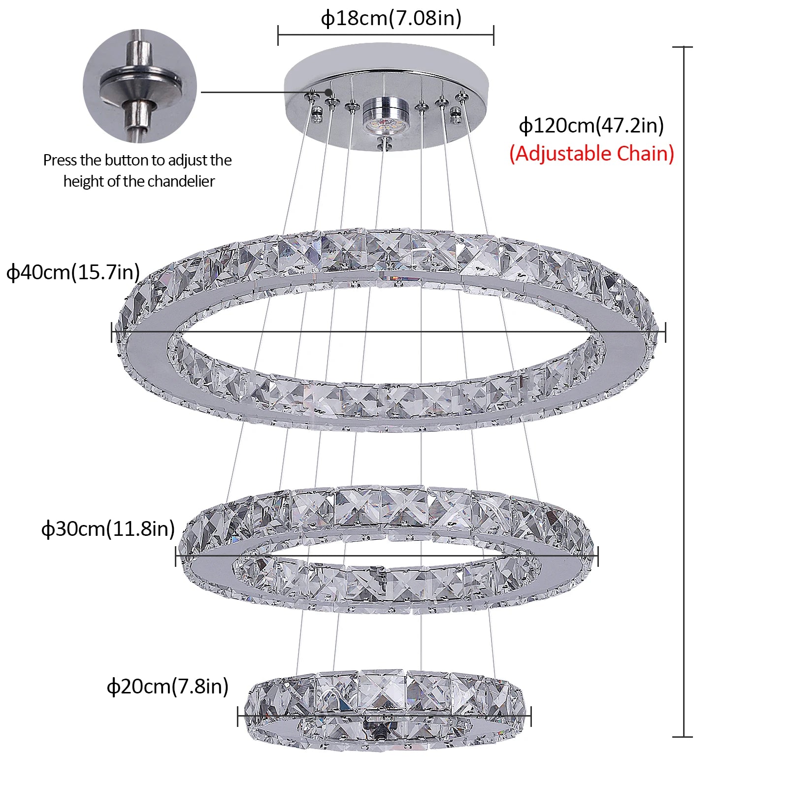 Modern Vetrulus French luxury crystal chandelier with LED flush mount, featuring sparkling crystal details and elegant design.