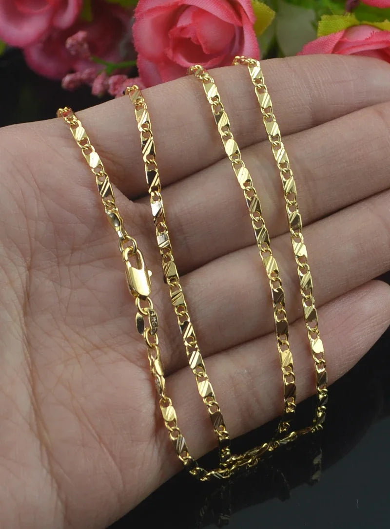 Elegant 18K gold filled necklace for women and men, 16-30 inch jewelry chain with a sleek, polished finish.