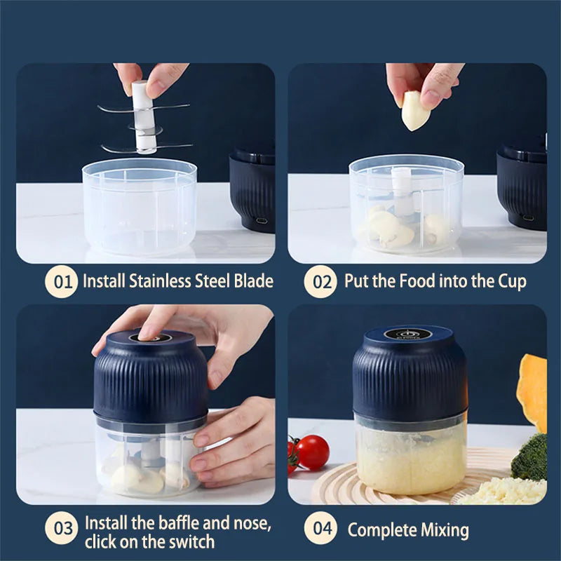 Portable Showlu Smart General mini electric blender with 3 blades and 250ml cup for smoothies and blending on the go.