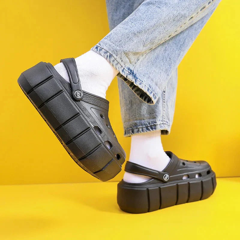 Lightweight SHOWLU Women's Platform Garden Clogs made of EVA, ideal for summer beach wear, featuring a slip-on design.