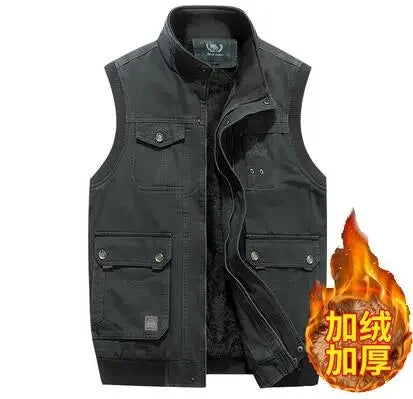 Reporter travel Padded Vest 100% Cotton men Cargo Working Jacket Multi Pocket Tactical clothing Male coat tool bullet proof vest