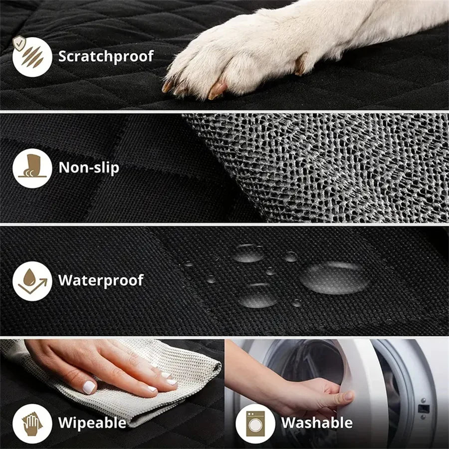 Showlu quilted waterproof dog car seat cover with anti-slip fabric, designed to protect car seats and keep dogs secure.
