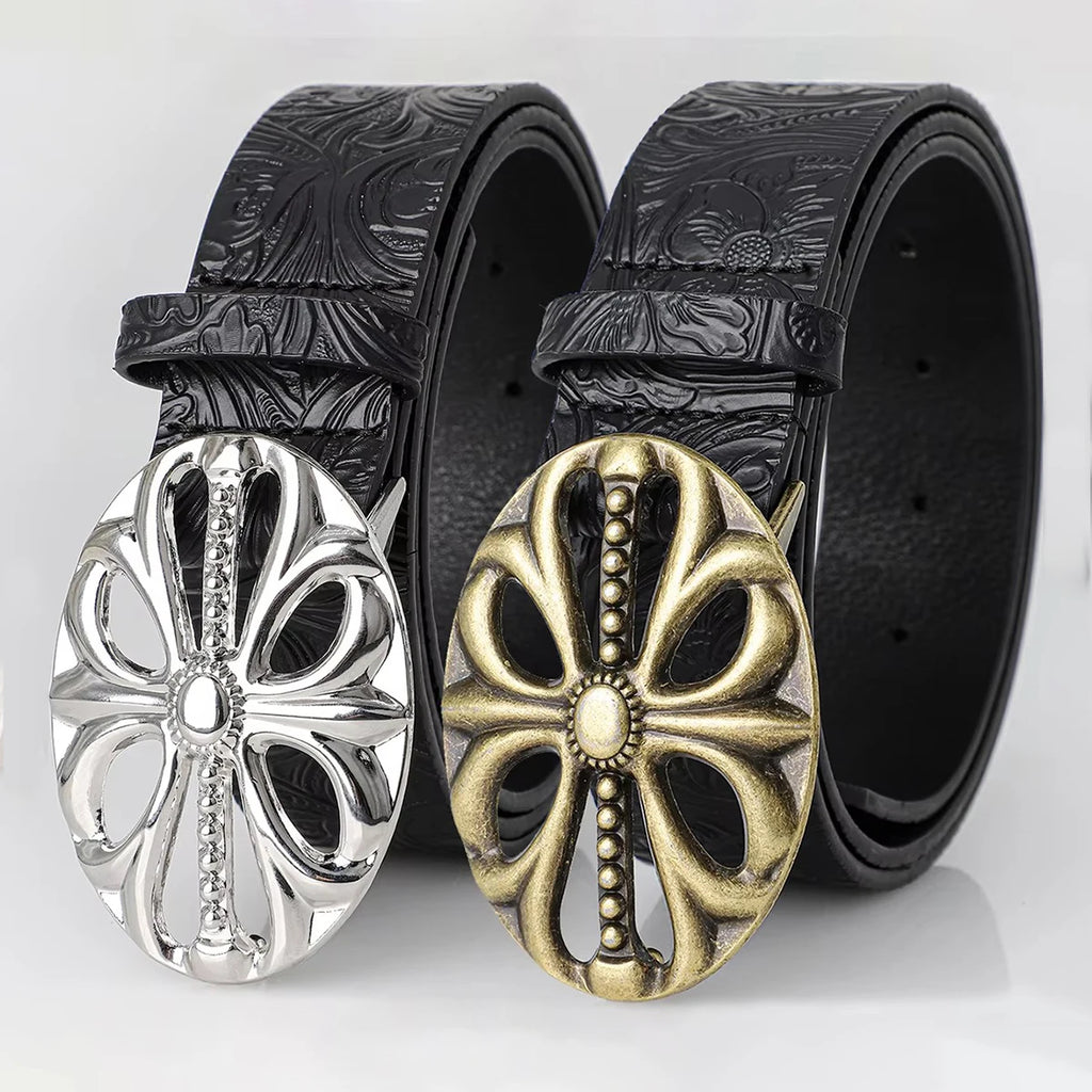 Retro men's bohemian style belt with personalized punk rock design, suitable for jeans, dresses, and casual wear.