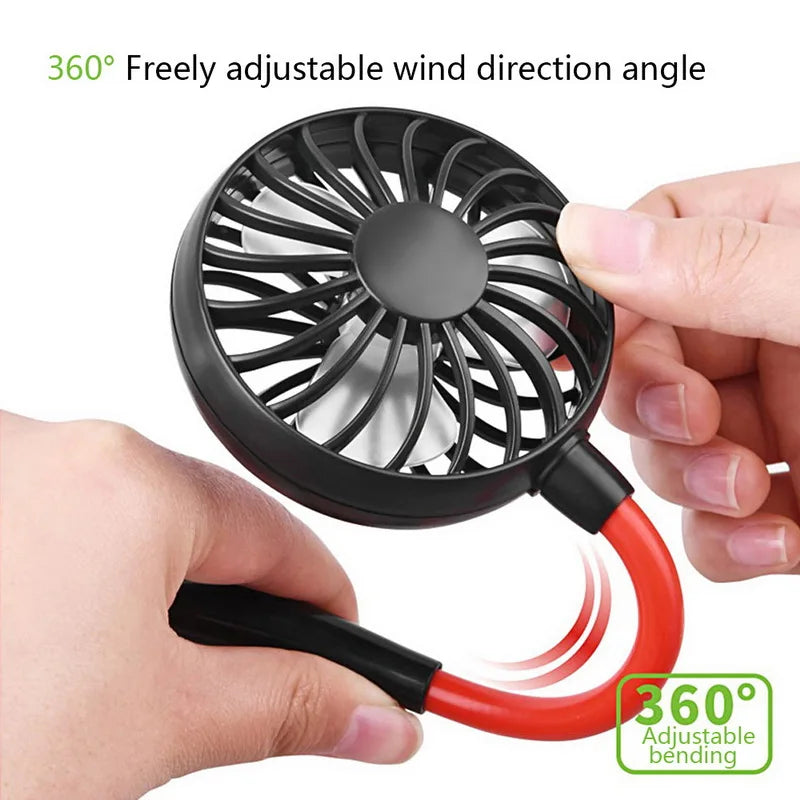Portable Hanging Neck Fans USB Rechargeable Leafless Mini Air Cooling Fan Air Conditioner Wearable Neckband Fans