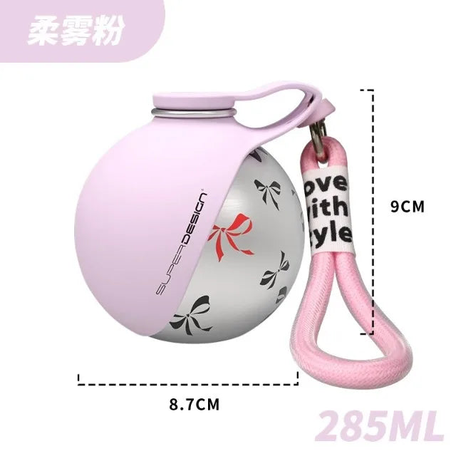 Showlu stainless steel dog water bottle with foldable silicone bowl for easy hydration during outdoor walks