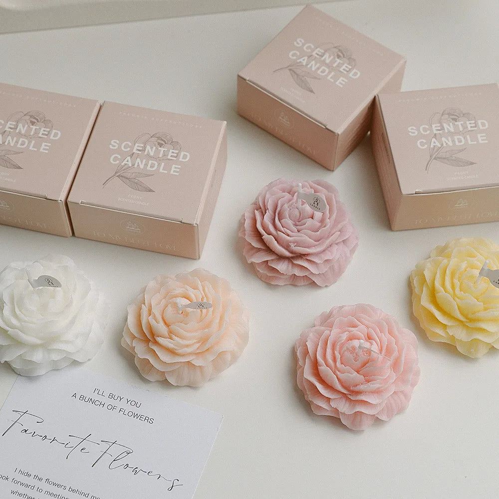 Scented peony flower-shaped candle with decorative modeling, ideal for Mother's Day or birthday gift, from Showlu Fashion Store.