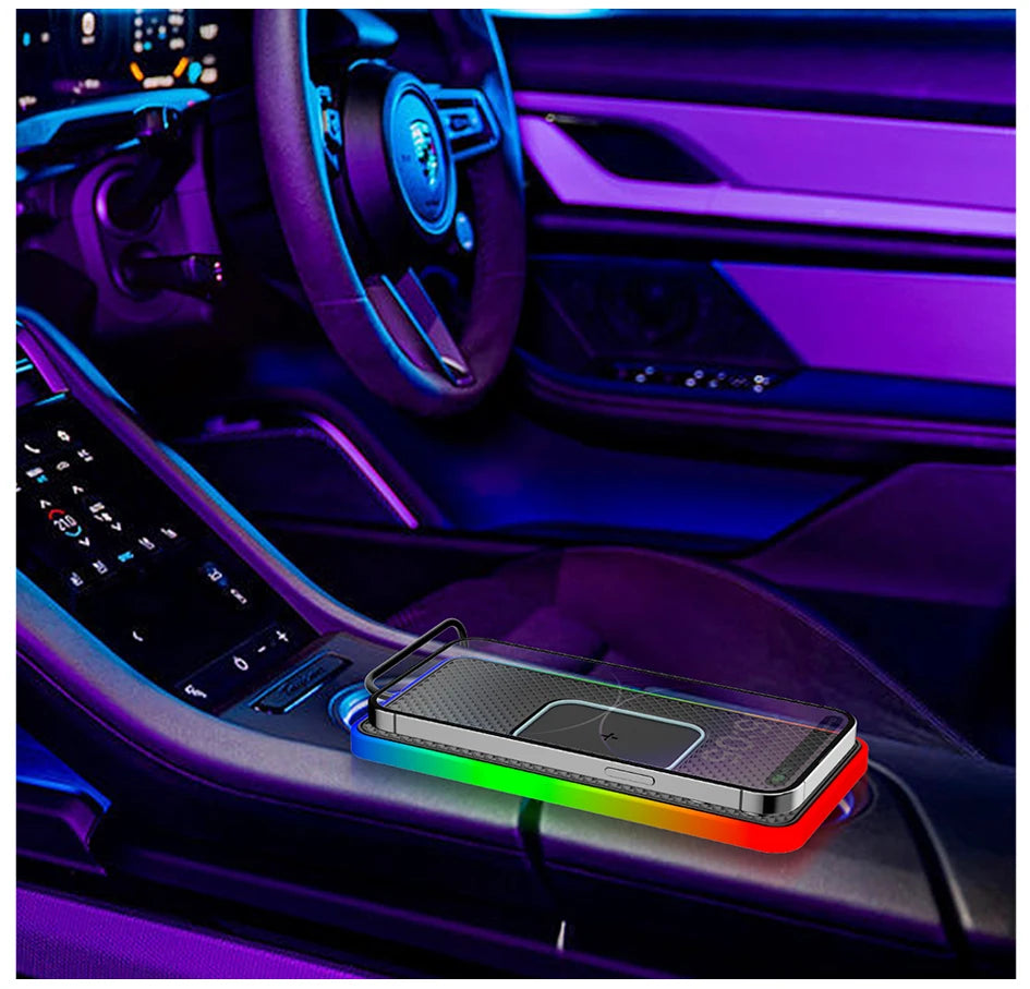 Showlu Smart General Brorikoy 15W Qi wireless car charger with silicone pad for secure phone mounting and fast charging.