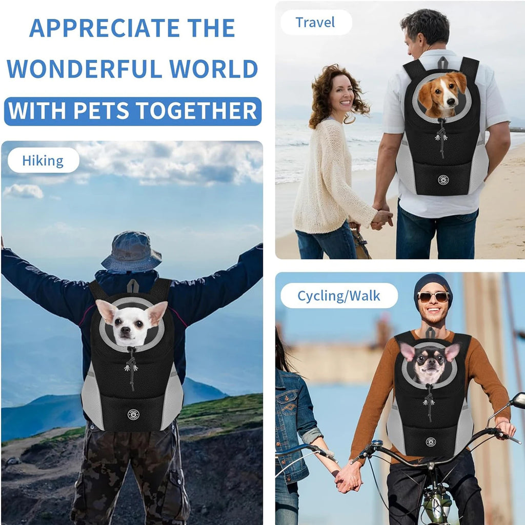 Showlu breathable mesh pet carrier backpack for small dogs and cats, featuring adjustable straps and ventilation for comfort.