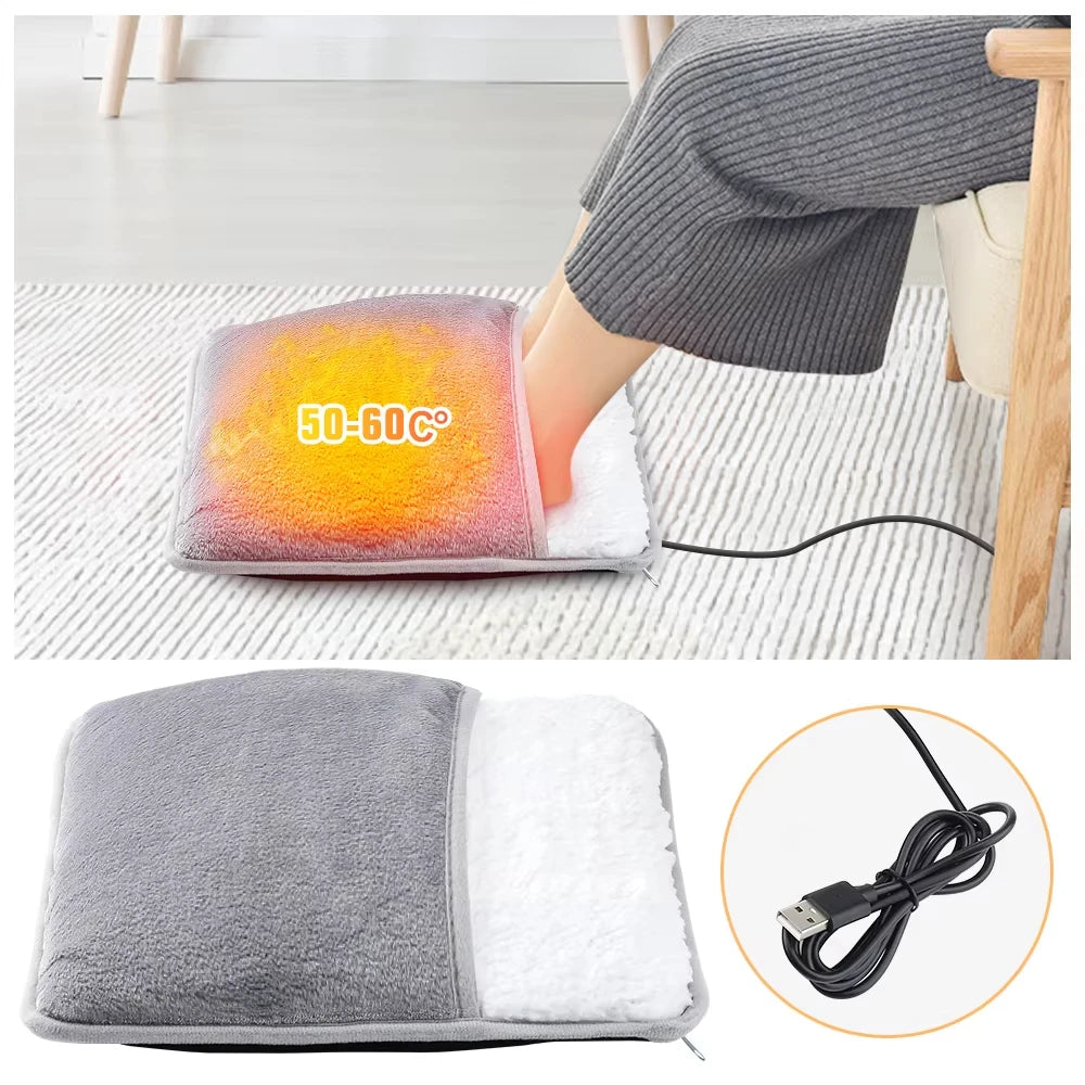 Showlu Smart General USB heated plush foot warmer pad with cozy, soft fabric and USB connection for warmth and comfort.