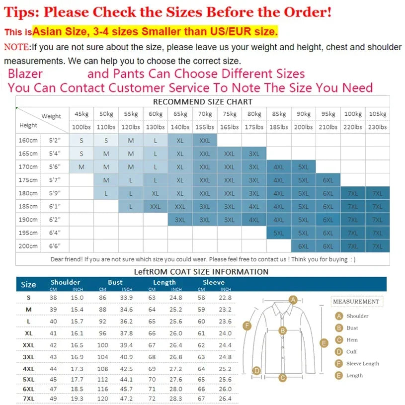 ( Blazer + Pants ) High-end Brand Formal Business Plaid Mens Suit Groom Wedding Dress Solid Color Stage Performance Tuxedo S-7XL SHOWLU FASHION STORE