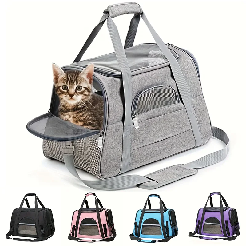 Showlu portable soft-sided cat carrier made of breathable Oxford fabric, ideal for travel and pet comfort.