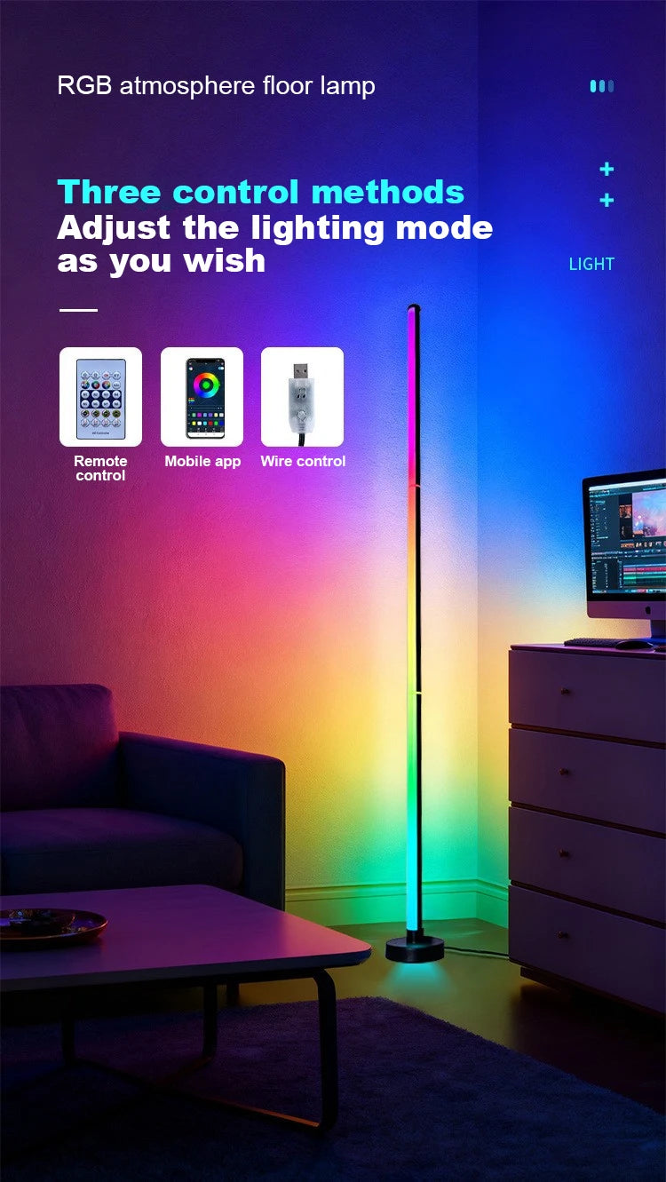 Showlu Smart General NOVEYEE LED Dimmable Floor Lamp with remote control, modern design, adjustable lighting for living spaces.