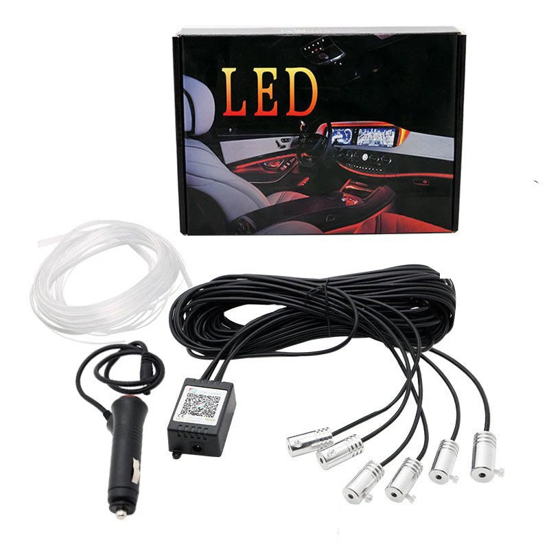 Showlu Smart RGB car interior ambient light strip with app control and music sync, installed inside a vehicle for customizable lighting.