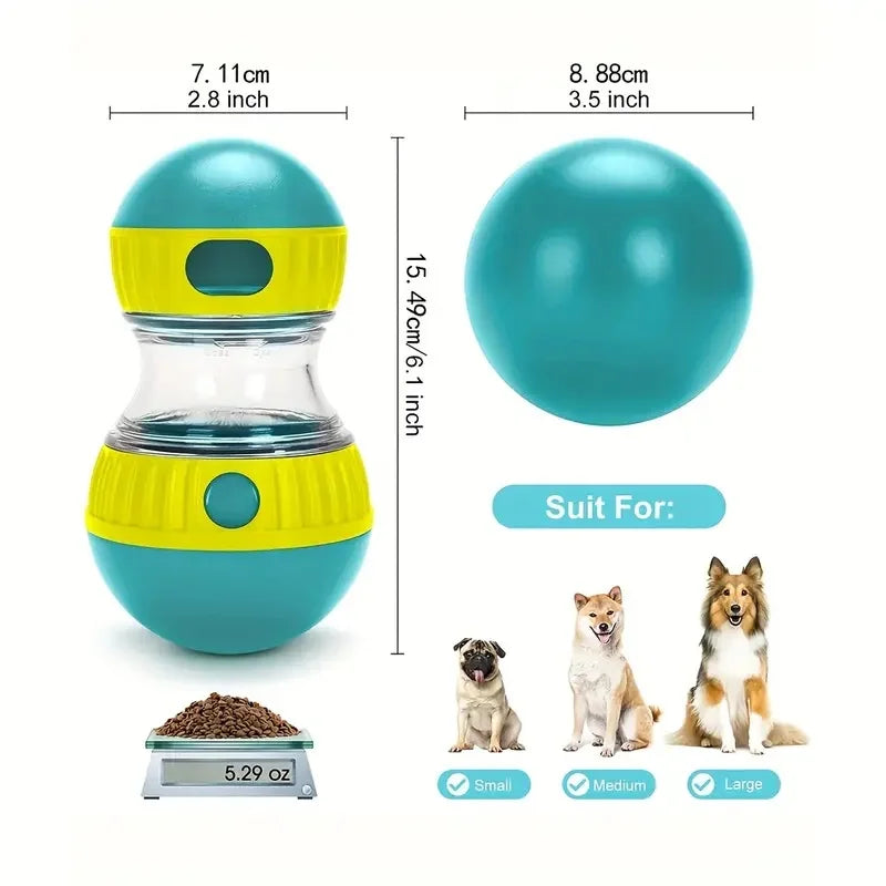 Showlu Smart General pet food dispenser ball with a transparent plastic exterior and adjustable dispensing opening.