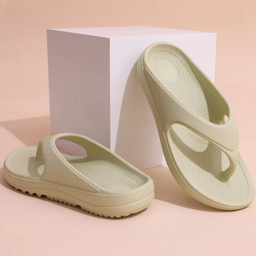 Soft EVA flip flops for women with thick soles, ideal for beach and yoga, shown in a stylish sandal design.