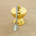 Showlu Golden Zinc Alloy Communion Cup with Spoon for church mass, featuring a polished gold finish and matching serving spoon.