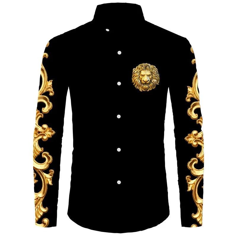 Men's casual shirt by Showlu Fashion made from silk bamboo fiber, featuring a retro business style, shown in navy blue.