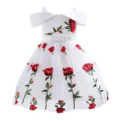 Summer flower girl dress for kids, sleeveless formal party dress in floral design, suitable for ages 3-10, by Showlu Fashion Store.