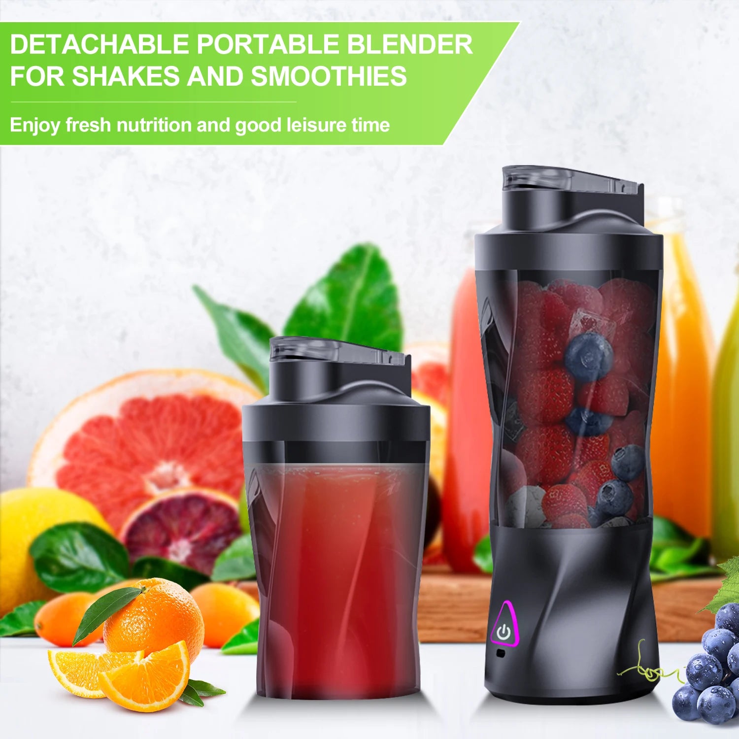Showlu Smart Portable Electric Juicer Blender with 700ml capacity and 360W motor, featuring sleek design and compact size.