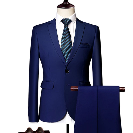 13 Color Basic Style Men's Casual Solid Color 3 Pieces Suits / Male One Button Blazers Jacker Coat Trousers Pants Vest Waistcoat
