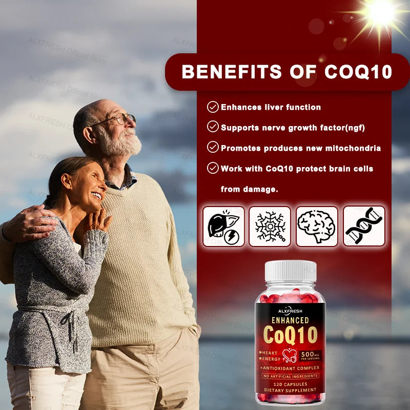 COQ10 Capsules For Improve Heart Brain Nerve Cell Mitochondria Sperm Motility Egg Quality Relieve fatigue Lower Blood Pressure