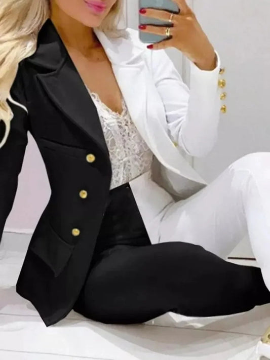 2025 Women's 2pcs Tracksuits Solid Long Sleeve Blazer Pants Suit Sets Office Lady Tracksuit Two Piece Set Fitness Outfits Woman SHOWLU FASHION STORE