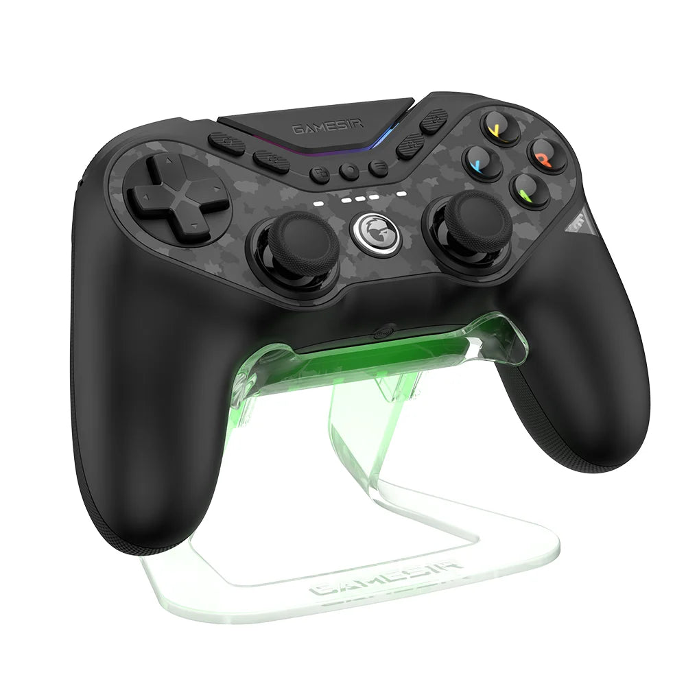 Showlu Smart General GameSir RGB controller charging dock stand with illuminated LED accents and space for multiple game controllers.