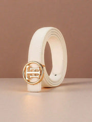 1pc  New Letter Smooth Buckle 2.5cm Wide Women's Belt, Classic Fashion Personalized Design, Versatile Match With Jeans, Great Mo