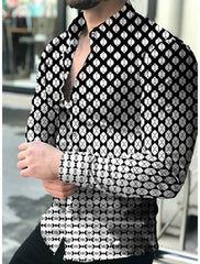 Men's Shirt Plaid Striped Graphic Prints Geometry Turndown Outdoor Street Long Sleeve Button-Down Clothing  Fashion Designer