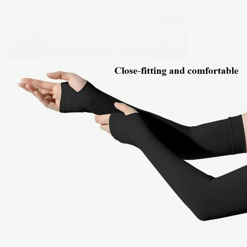 Showlu Smart General cooling arm sleeves with UV sun protection, made of lightweight nylon with ice cooling fabric for outdoor wear.