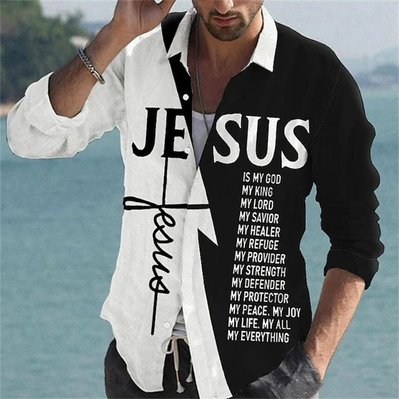 Showlu Men's 3D Spotted Print Long Sleeve Shirt, elegant casual top with stylish spotted pattern and comfortable fit.