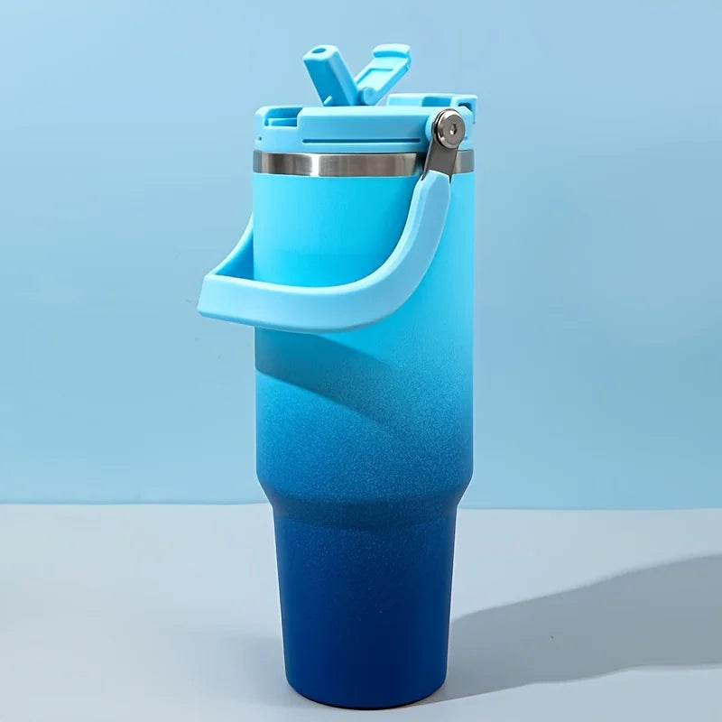 Large Capacity 304 Stainless Steel Vacuum Tumbler with Straw Handle Insulated Outdoor Car Cup for Travel Commuter