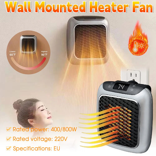 Showlu Smart General 800W plug-in wall mini electric heater with thermostat, compact design for quick heating.